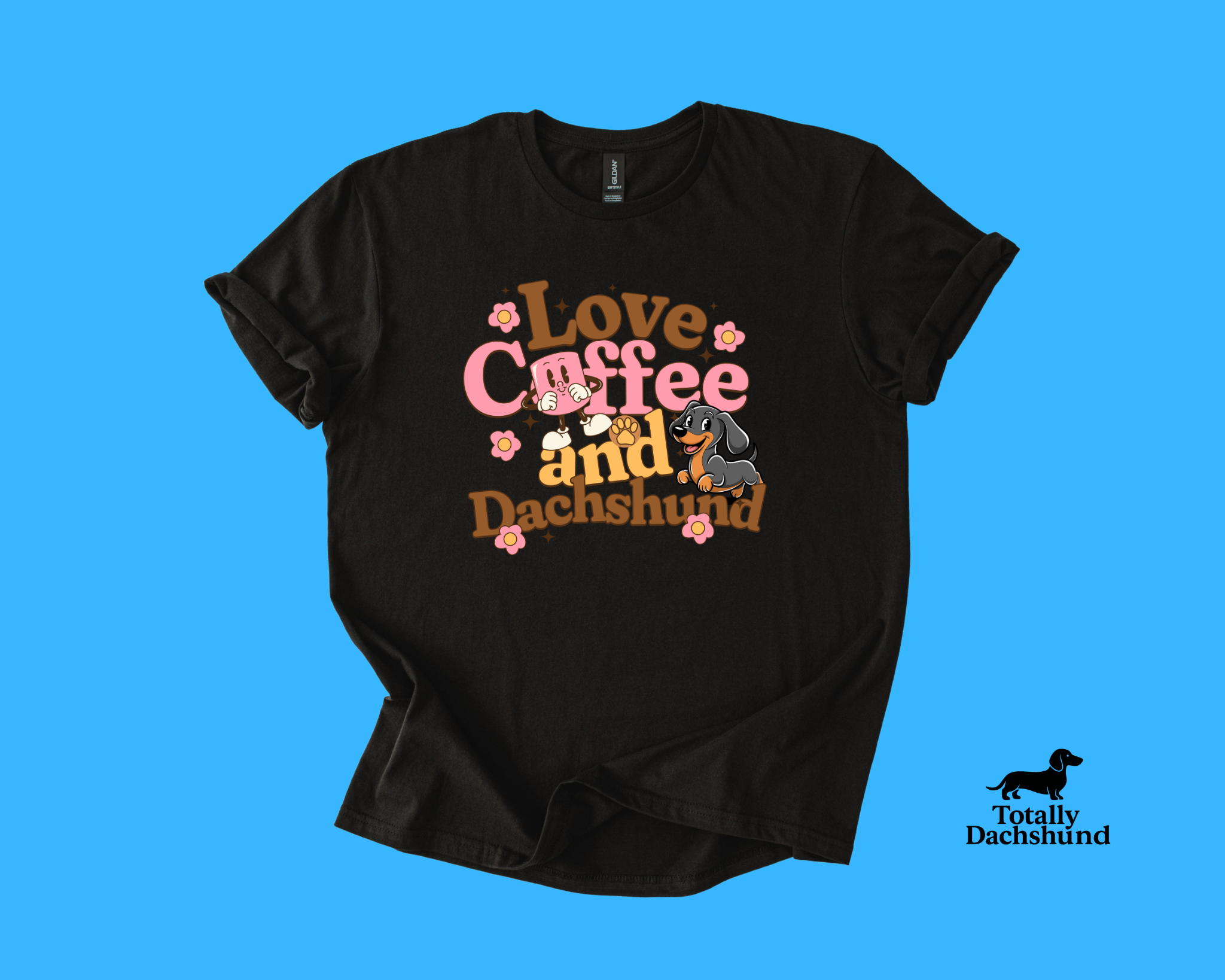Cute Dog & Caffeine Lovers Shirt in Black