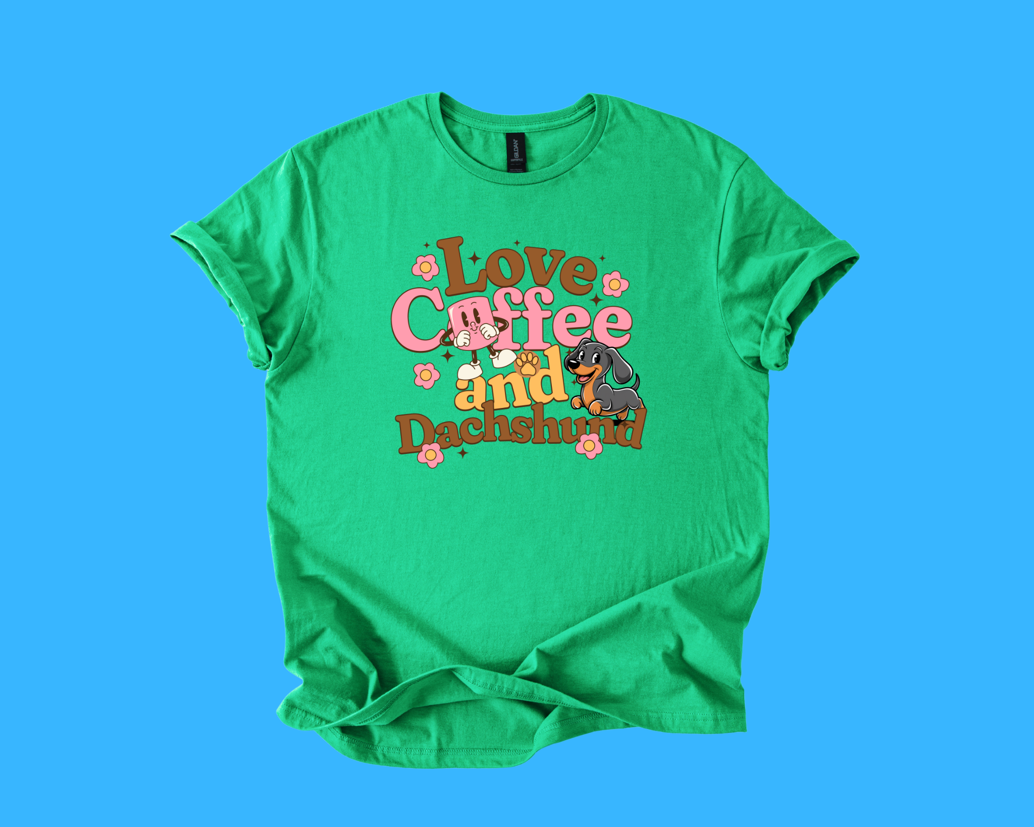 Cute Dog & Caffeine Lovers Shirt in Black
