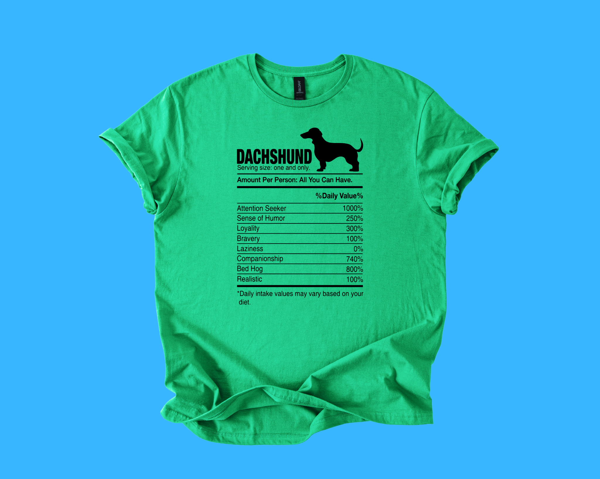 Funny Dachshund Rebel Shirt in Green