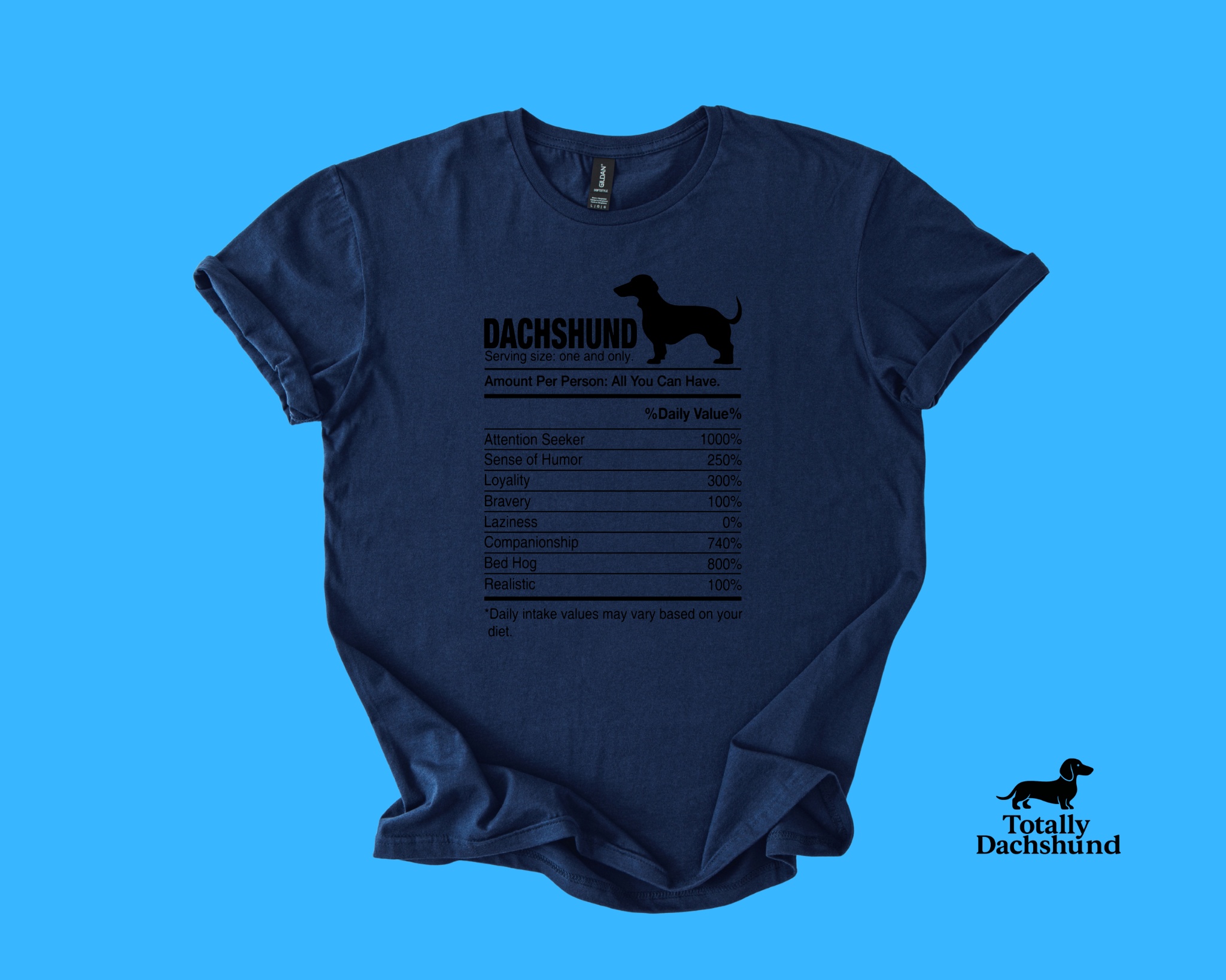 Funny Dachshund Rebel Shirt in Navy Blue