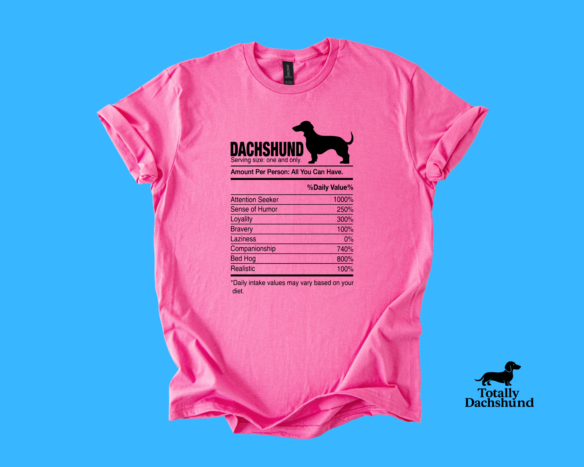 Funny Dachshund Rebel Shirt in Light Pink