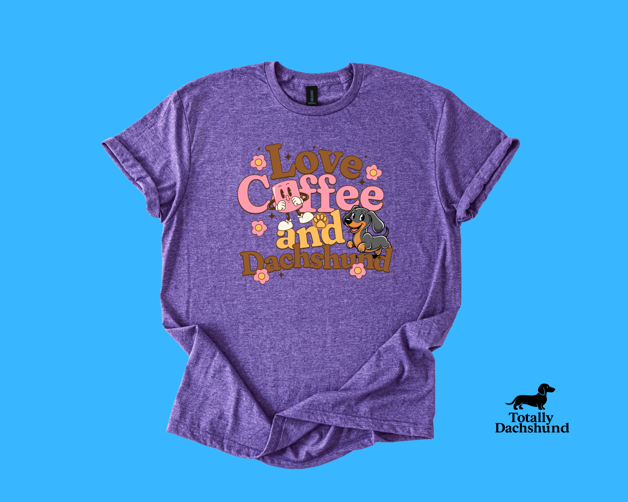 Cute Dog & Caffeine Lovers Shirt in Purple